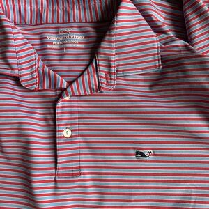 Vineyard Vines Red and Blue Striped Polo Shirt